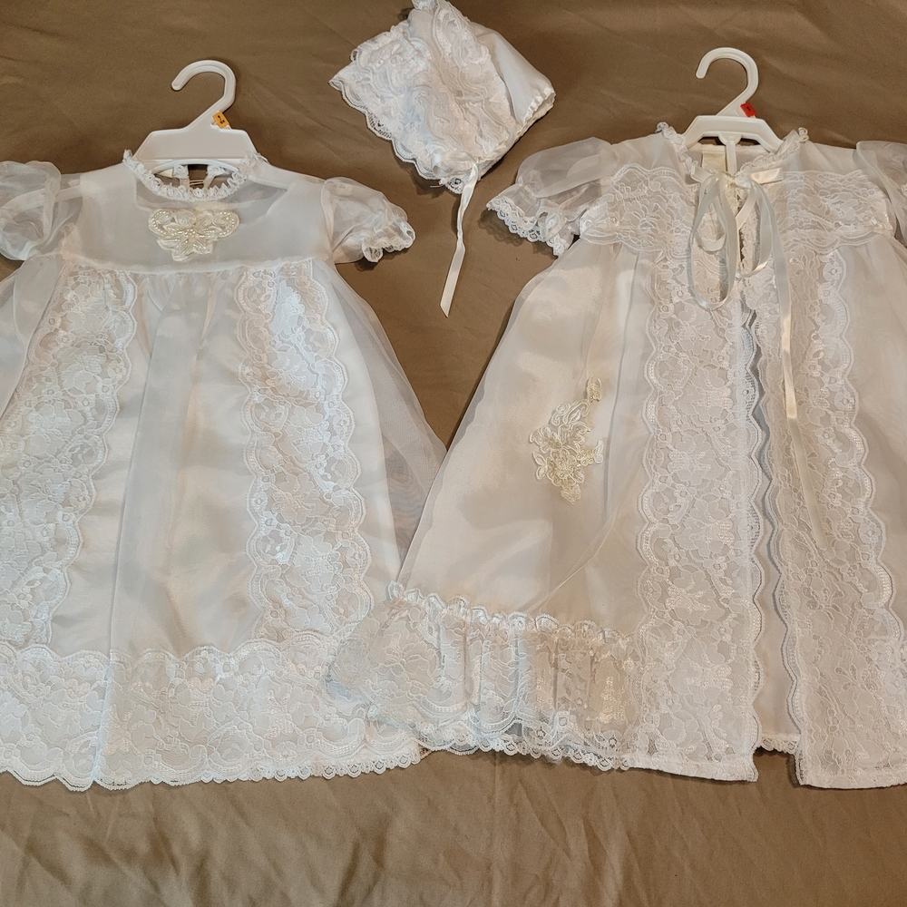 Vintage White Lace Christening Gown with Heirloom Quality.